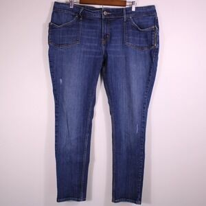 Levis 542 Jeans Womens Sz 20M Blue The Original Skinny Jean Distress, Fits 40x30